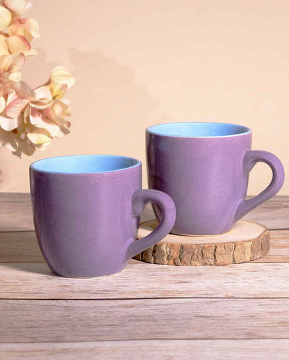 Graceful Purple Ceramic Tea Cups | 3 x 3 inches | 150ml