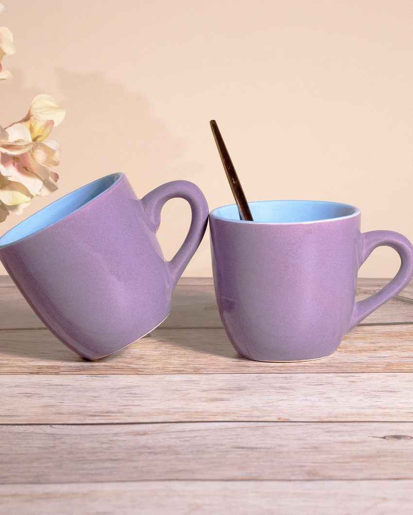 Graceful Purple Ceramic Tea Cups | 3 x 3 inches | 150ml