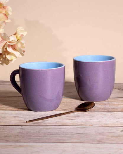 Graceful Purple Ceramic Tea Cups | 3 x 3 inches | 150ml