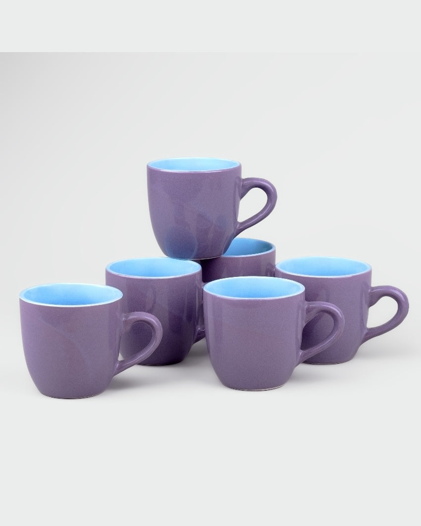 Graceful Purple Ceramic Tea Cups | 3 x 3 inches | 150ml