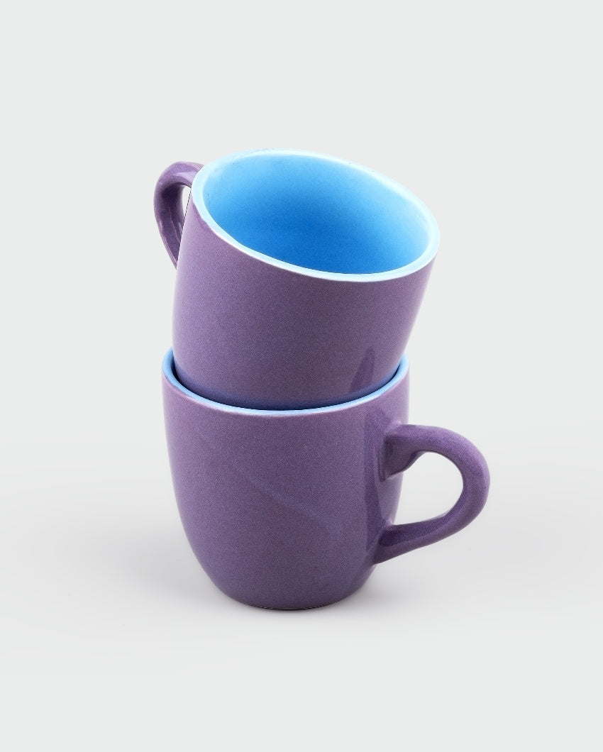 Graceful Purple Ceramic Tea Cups | 3 x 3 inches | 150ml