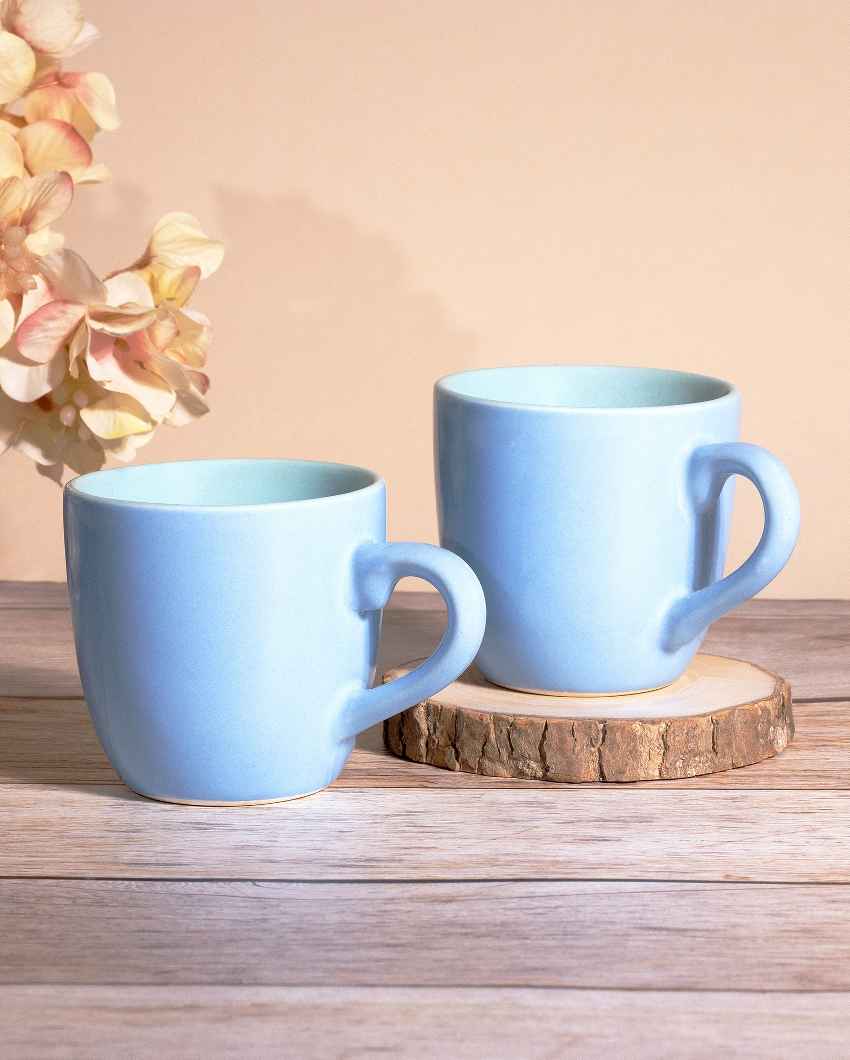 Soothing Light Blue Ceramic Tea Cups | 3 x 3 inches | 150ml