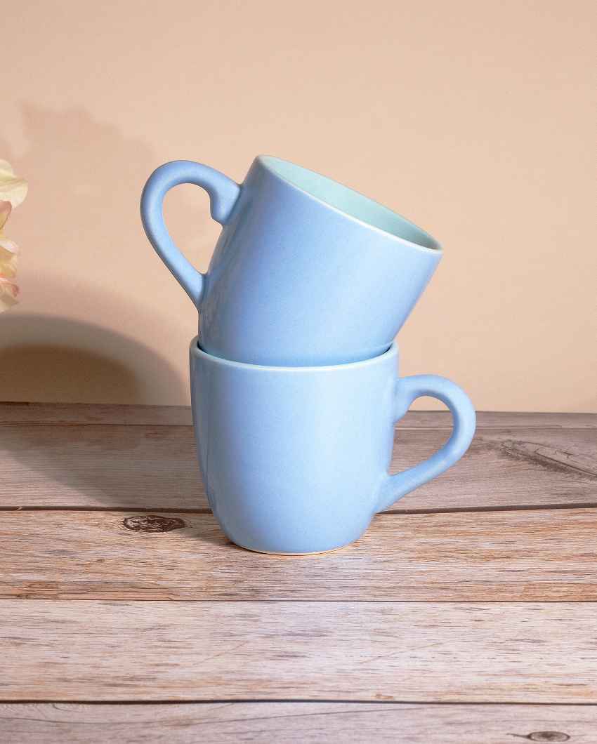 Soothing Light Blue Ceramic Tea Cups | 3 x 3 inches | 150ml