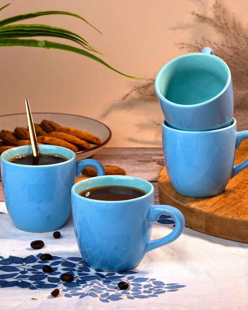 Soothing Light Blue Ceramic Tea Cups | 3 x 3 inches | 150ml