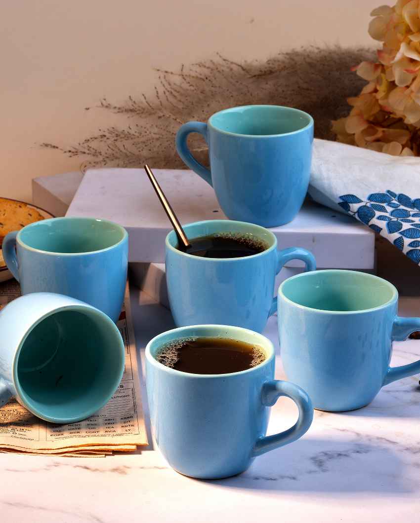 Soothing Light Blue Ceramic Tea Cups | 3 x 3 inches | 150ml