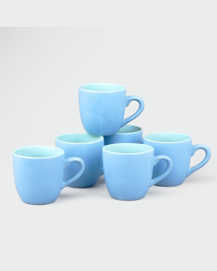 Soothing Light Blue Ceramic Tea Cups | 3 x 3 inches | 150ml