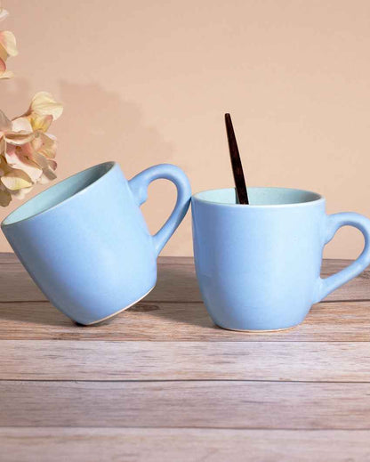 Soothing Light Blue Ceramic Tea Cups | 3 x 3 inches | 150ml