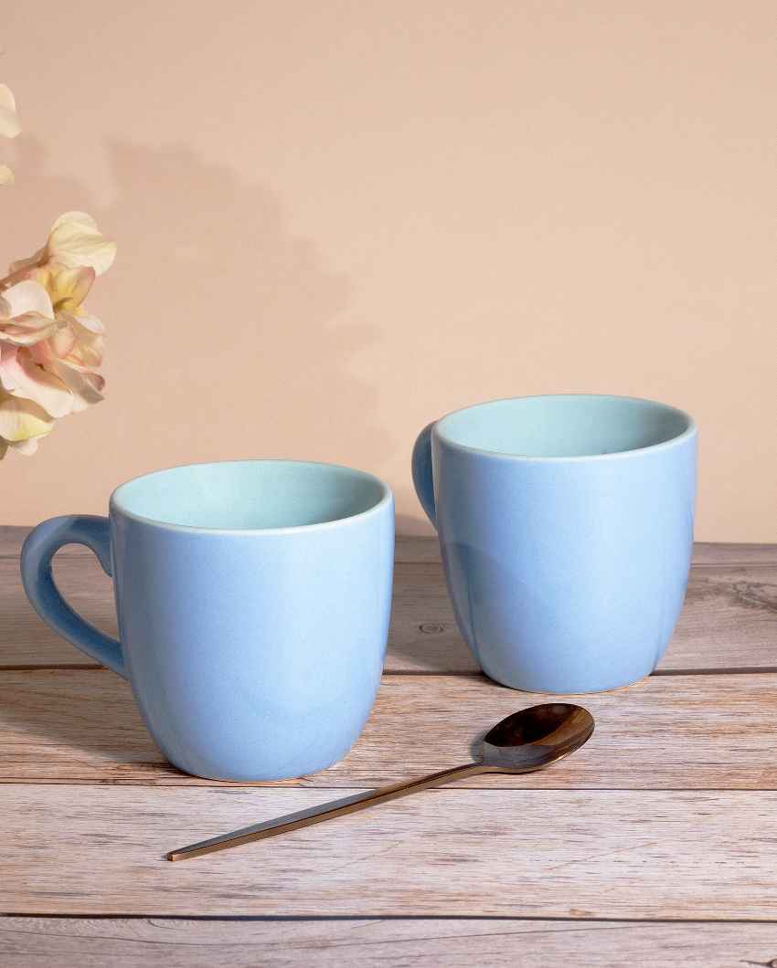 Soothing Light Blue Ceramic Tea Cups | 3 x 3 inches | 150ml