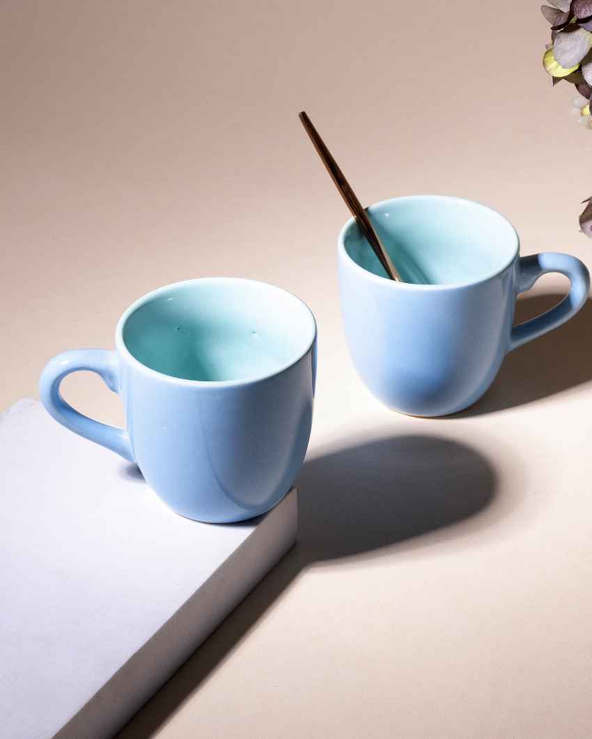 Soothing Light Blue Ceramic Tea Cups | 3 x 3 inches | 150ml