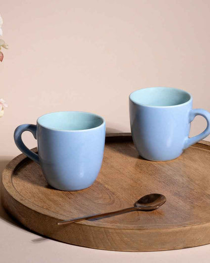 Soothing Light Blue Ceramic Tea Cups | 3 x 3 inches | 150ml