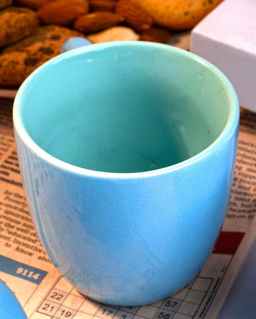 Soothing Light Blue Ceramic Tea Cups | 3 x 3 inches | 150ml