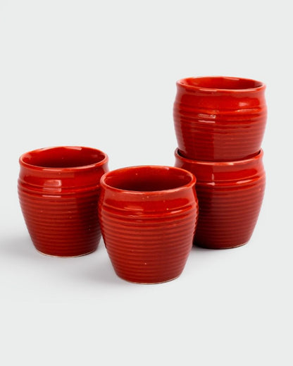 Cozy Kullad Maroon Tea & Coffee Cups | 3 x 3 inches | 200ml