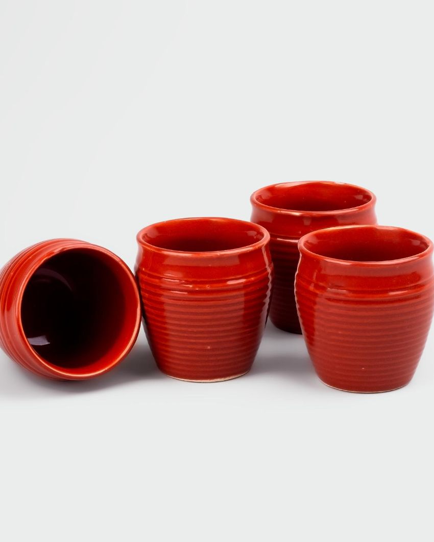 Cozy Kullad Maroon Tea & Coffee Cups | 3 x 3 inches | 200ml