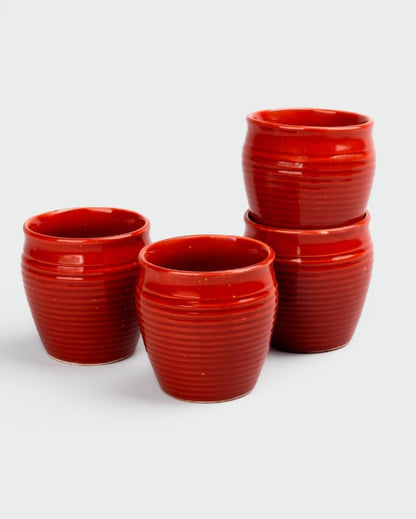 Cozy Kullad Maroon Tea & Coffee Cups | 3 x 3 inches | 200ml