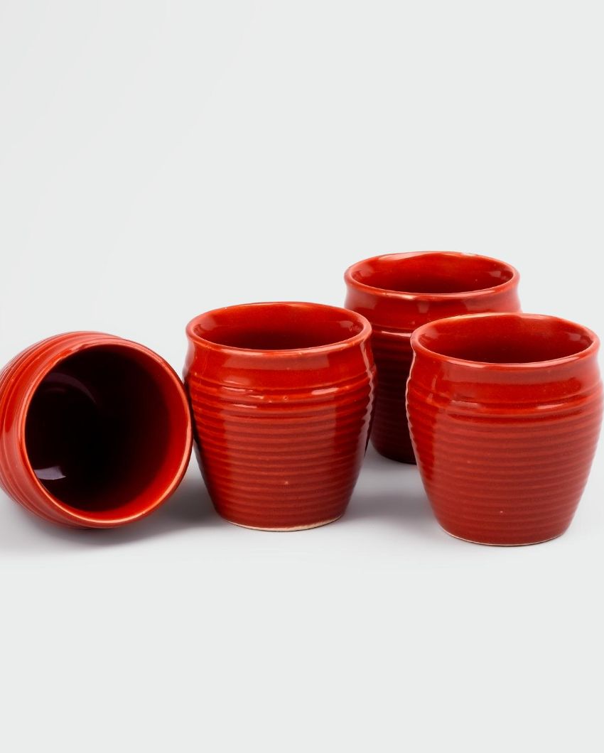 Cozy Kullad Maroon Tea & Coffee Cups | 3 x 3 inches | 200ml