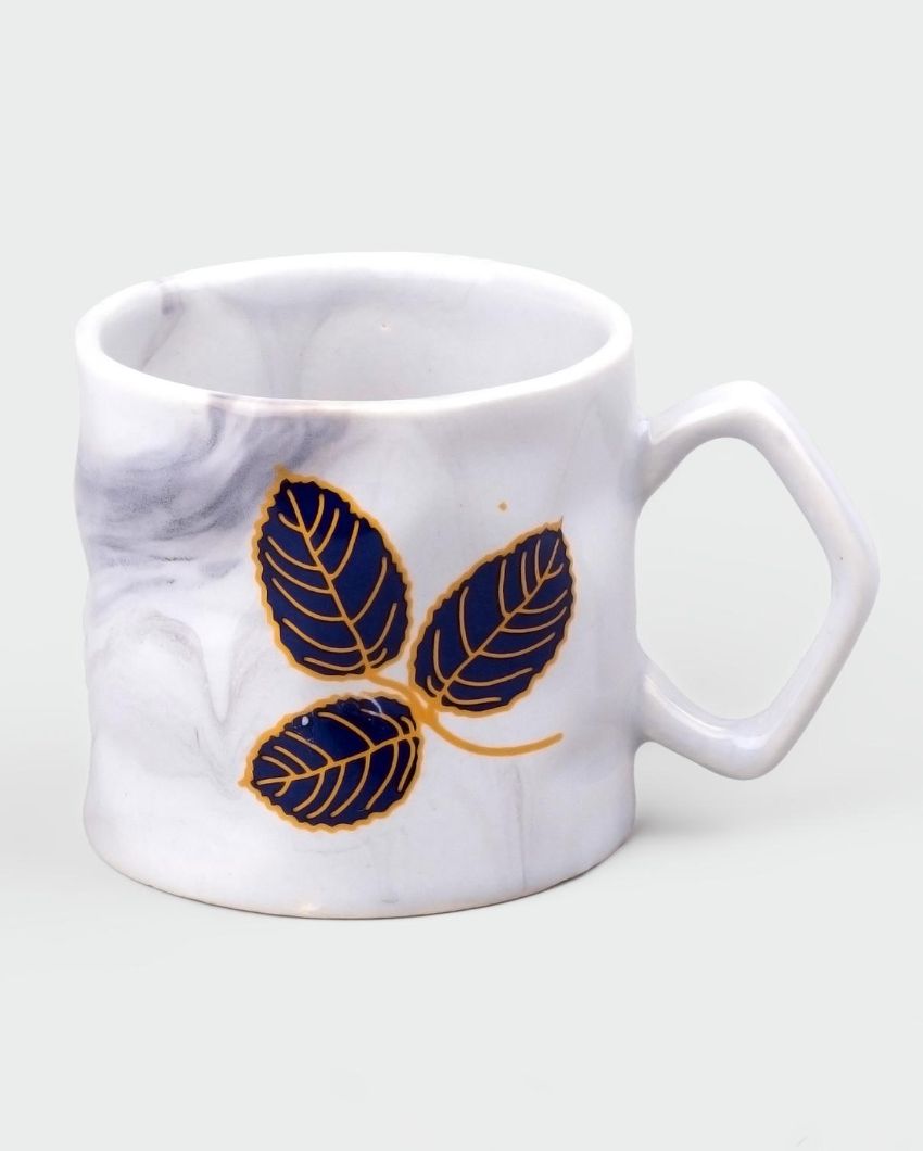 Delicate Leaf Design White Tea & Coffee Cups | 3 x 3 inches  | 200ml