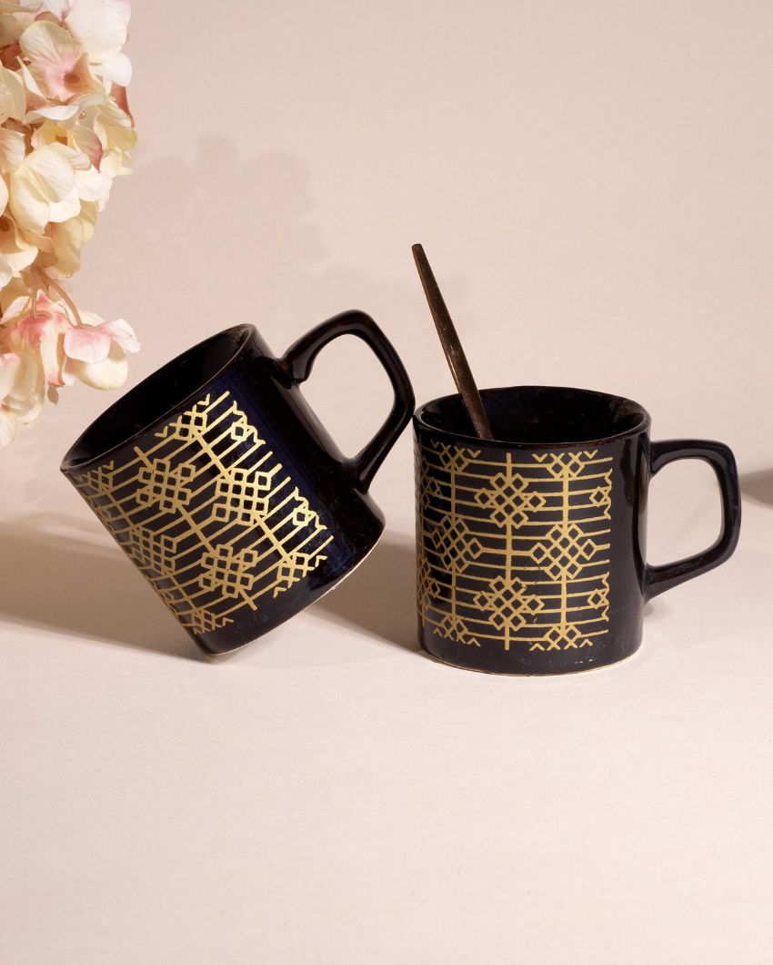 Opulent Golden Pattern Tea & Coffee Cups | 3 x 3 inches | 150ml