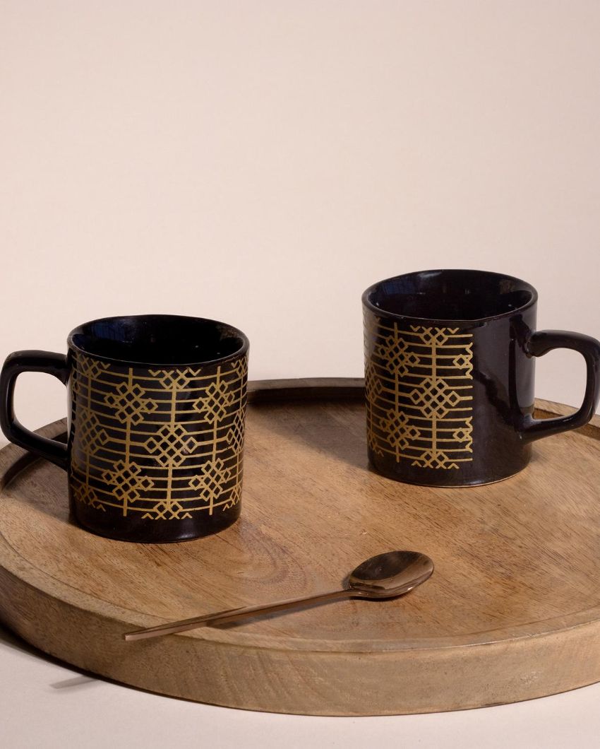 Opulent Golden Pattern Tea & Coffee Cups | 3 x 3 inches | 150ml