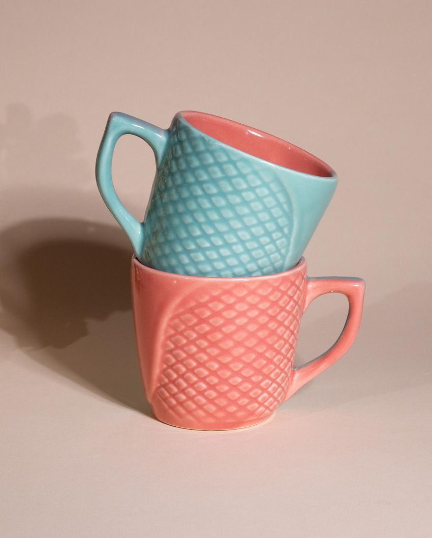 Vibrant Blue & Pink Tea & Coffee Cups | 3 x 3 inches | 200ml