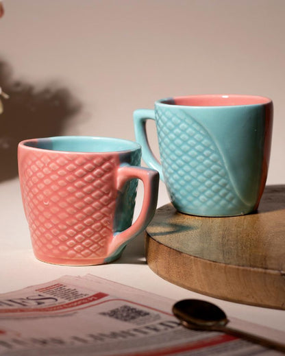 Vibrant Blue & Pink Tea & Coffee Cups | 3 x 3 inches | 200ml