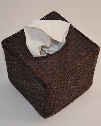 Cozy Brown Screw Pine Boutique Tissue Box | 6 x 6 inches