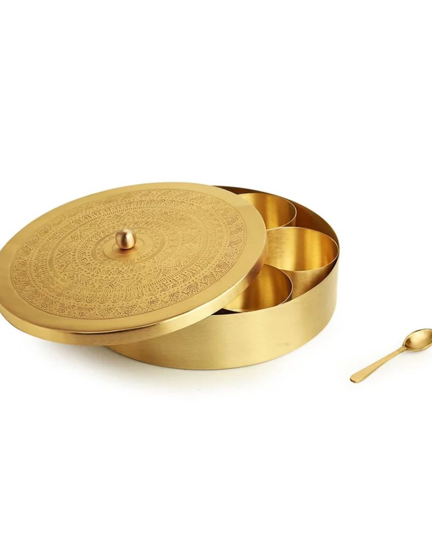 Elegant Designer Brass Spice Box