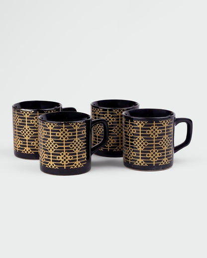 Opulent Golden Pattern Tea & Coffee Cups | 3 x 3 inches | 150ml