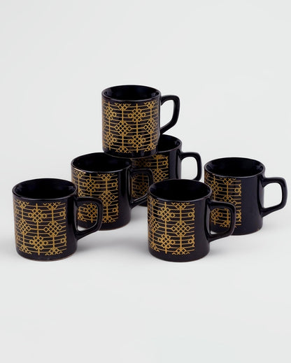 Opulent Golden Pattern Tea & Coffee Cups | 3 x 3 inches | 150ml