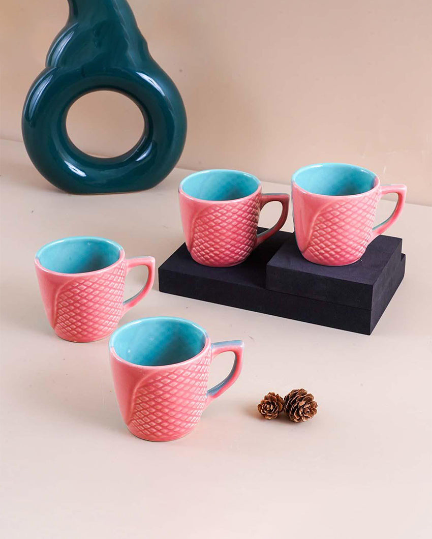 Vibrant Blue & Pink Tea & Coffee Cups | 3 x 3 inches | 200ml