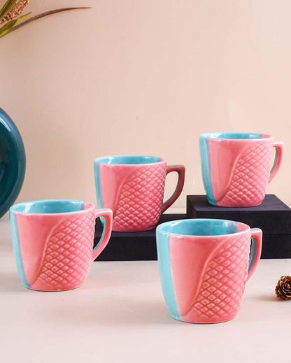 Vibrant Blue & Pink Tea & Coffee Cups | 3 x 3 inches | 200ml