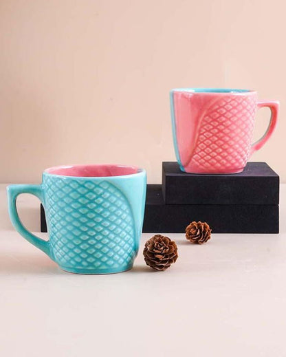 Vibrant Blue & Pink Tea & Coffee Cups | 3 x 3 inches | 200ml