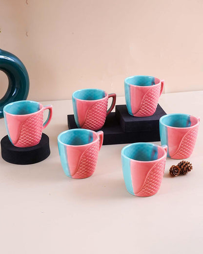 Vibrant Blue & Pink Tea & Coffee Cups | 3 x 3 inches | 200ml