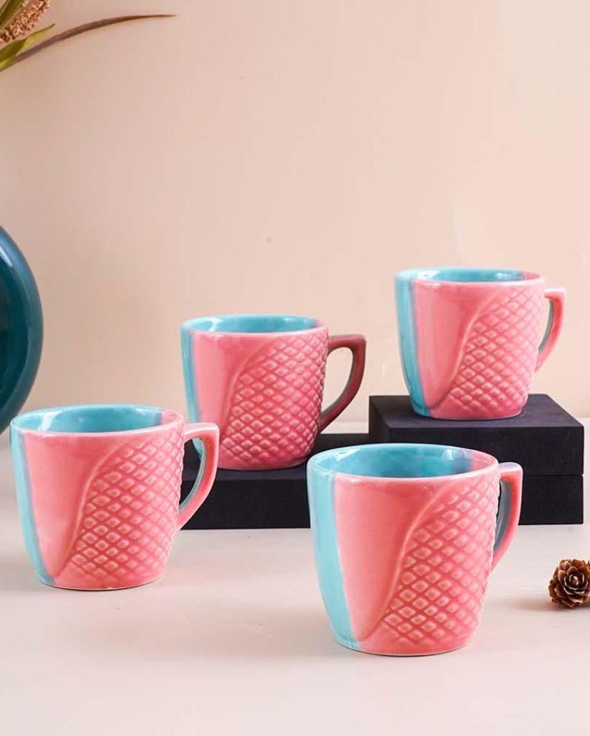 Vibrant Blue & Pink Tea & Coffee Cups | 3 x 3 inches | 200ml