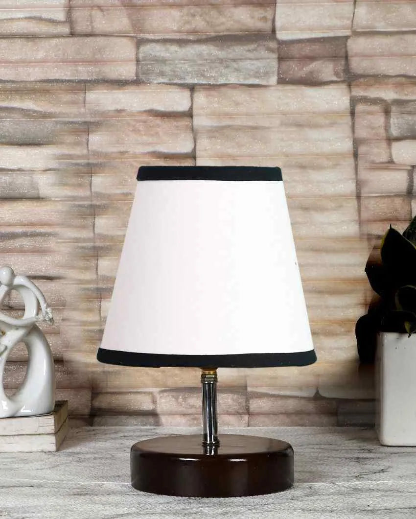 Nero bianco Cotton Round Brown Wood Table Lamp