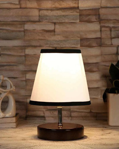 Nero bianco Cotton Round Brown Wood Table Lamp