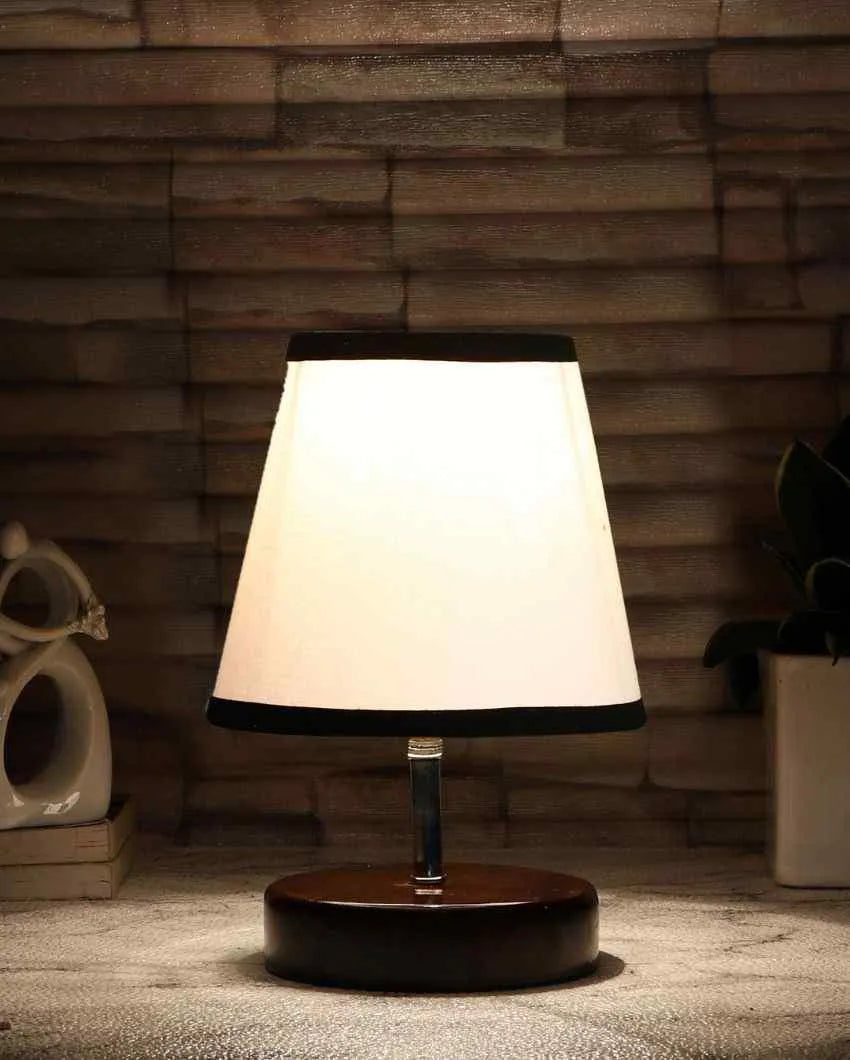 Nero bianco Cotton Round Brown Wood Table Lamp