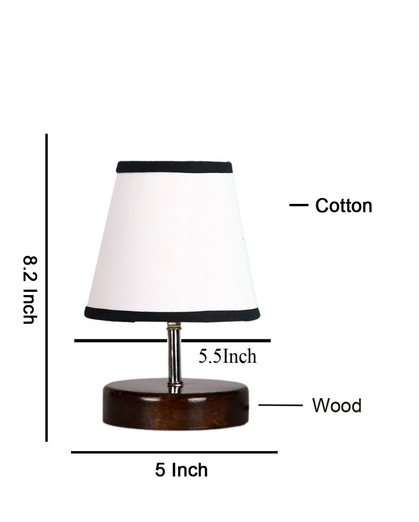 Nero bianco Cotton Round Brown Wood Table Lamp