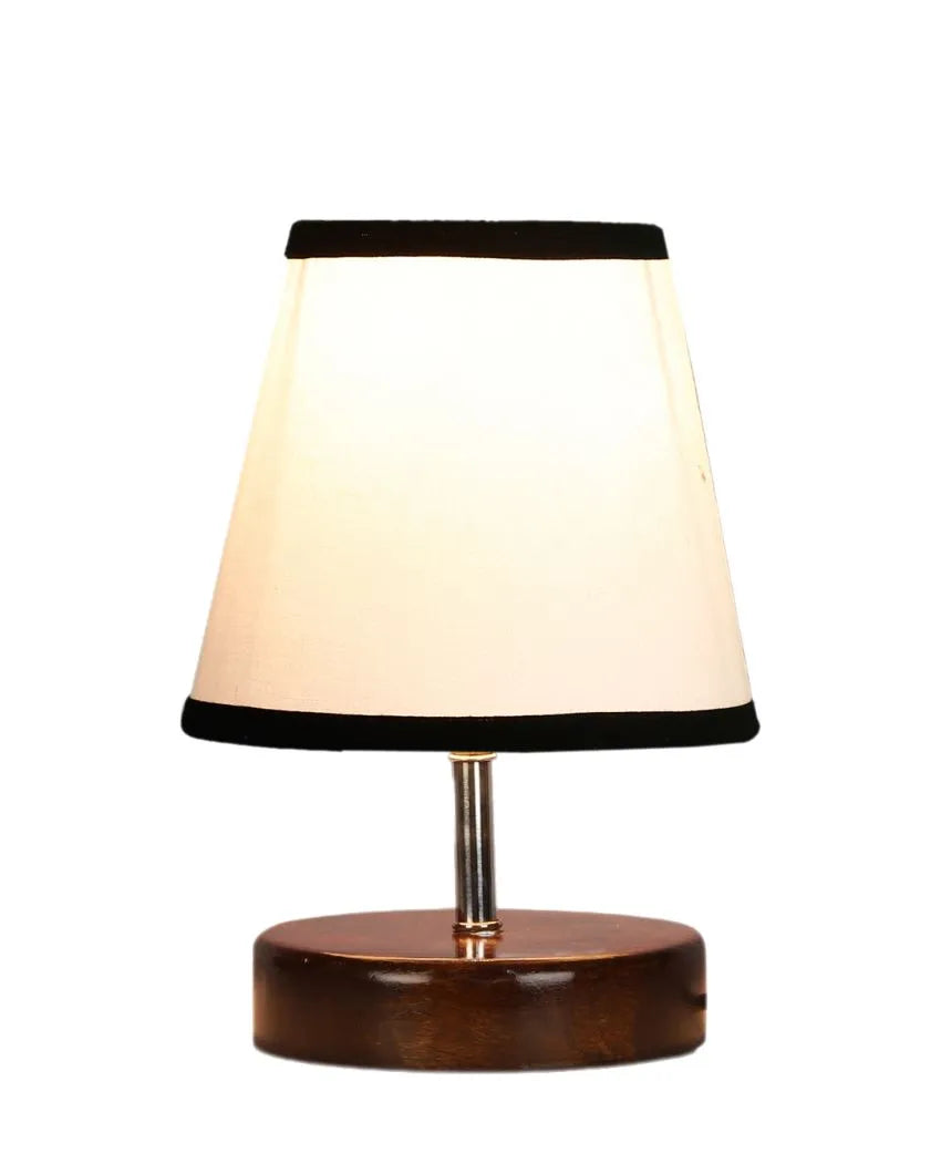 Nero bianco Cotton Round Brown Wood Table Lamp