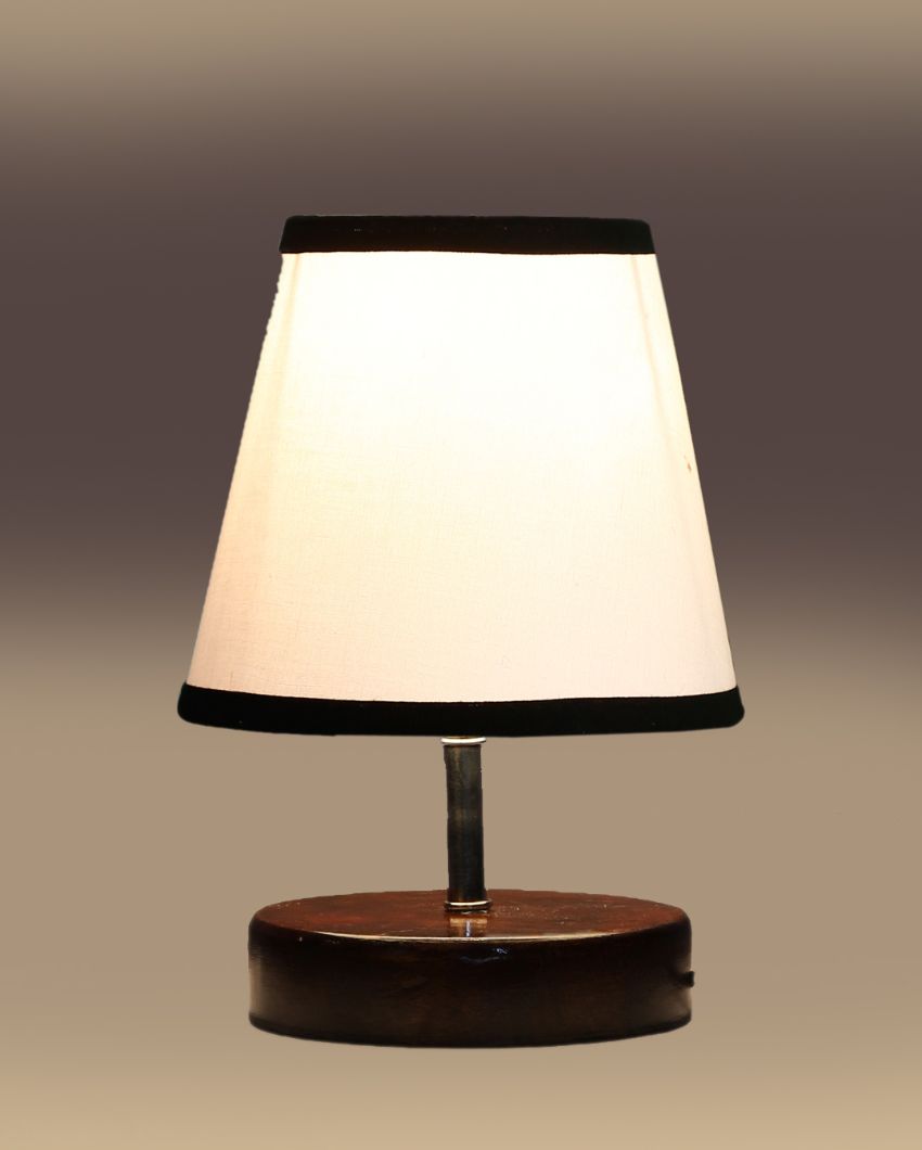 Nero bianco Cotton Round Brown Wood Table Lamp