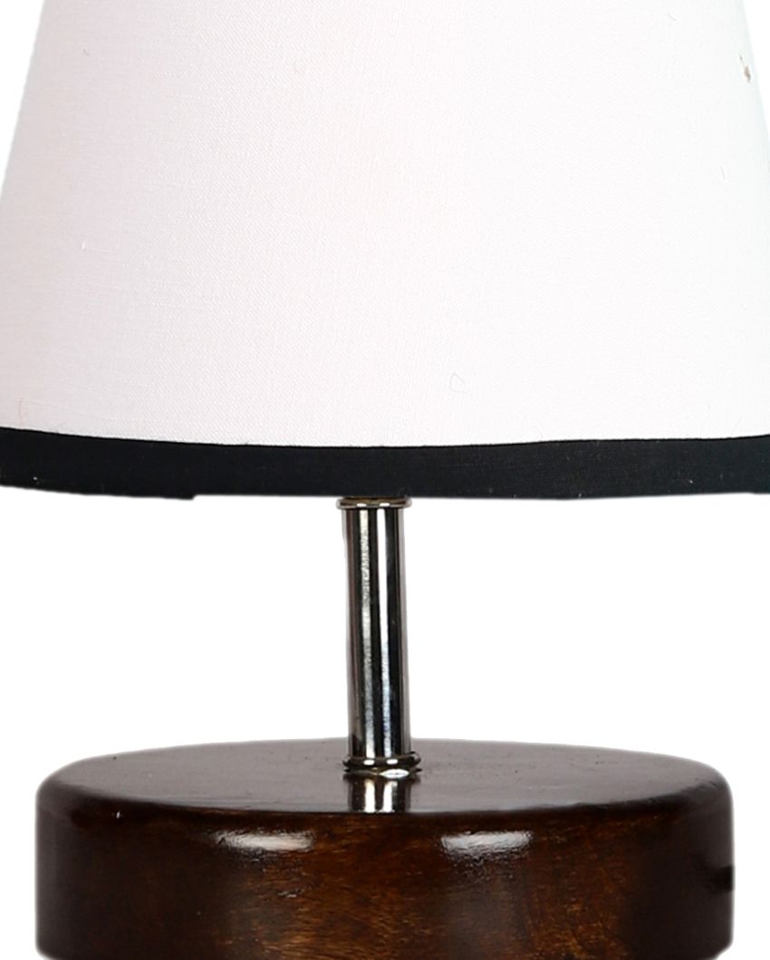 Nero bianco Cotton Round Brown Wood Table Lamp