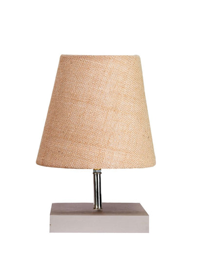 Traditional Jute Square White Wood Table Lamp Beige