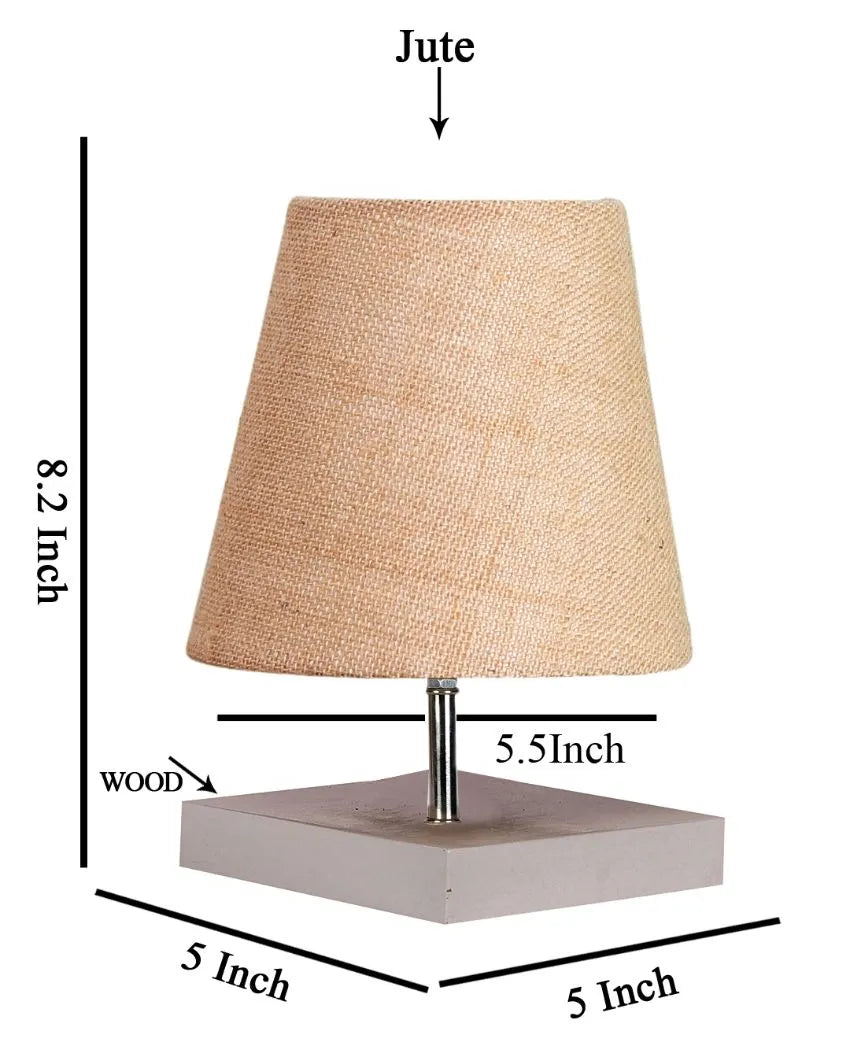 Traditional Jute Square White Wood Table Lamp Beige