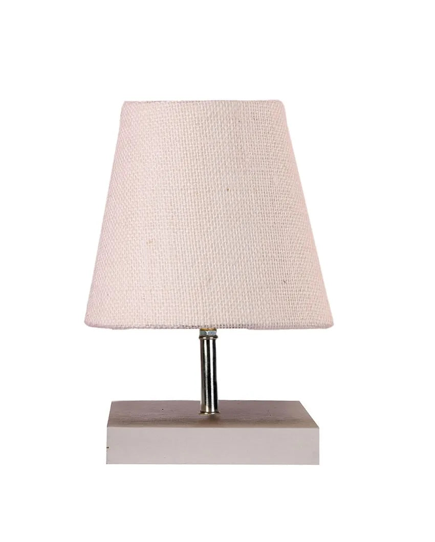 Traditional Jute Square White Wood Table Lamp White