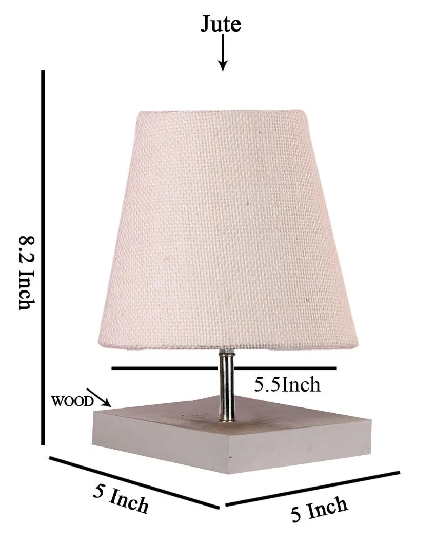 Traditional Jute Square White Wood Table Lamp White