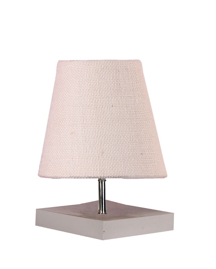 Traditional Jute Square White Wood Table Lamp White