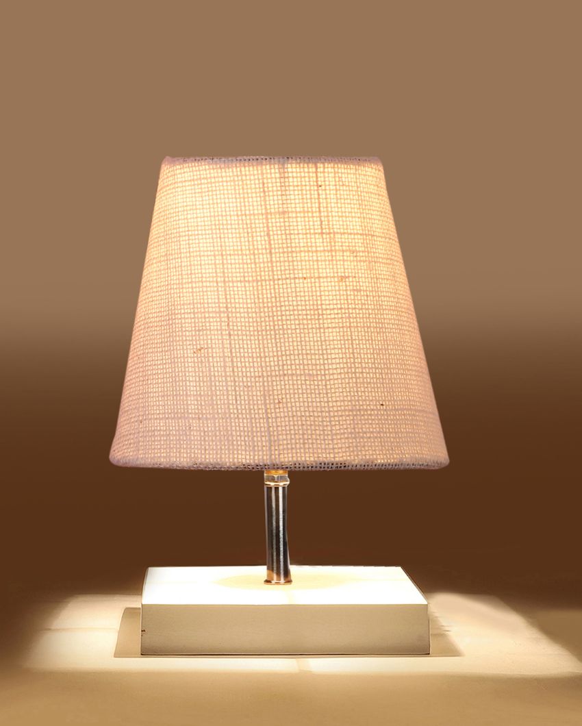 Traditional Jute Square White Wood Table Lamp White