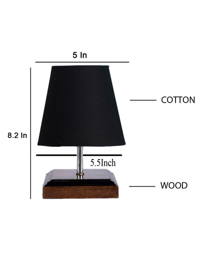 Sophisticated Cotton Square Brown Wood Table Lamp Black