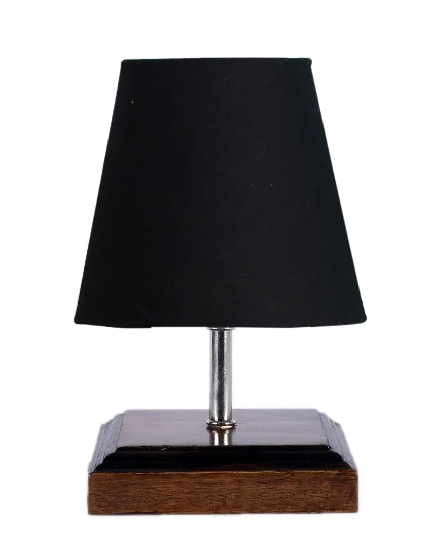 Sophisticated Cotton Square Brown Wood Table Lamp Black