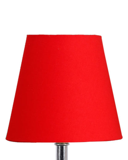 Sophisticated Cotton Square Brown Wood Table Lamp Red