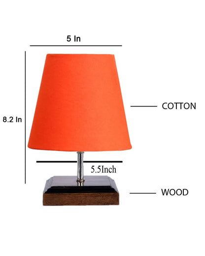 Sophisticated Cotton Square Brown Wood Table Lamp Orange